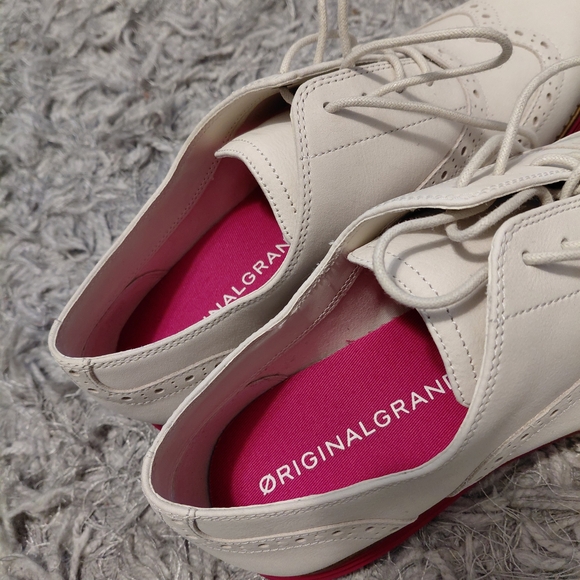 Cole Haan White and Pink Brogue Flats - Picture 7 of 8